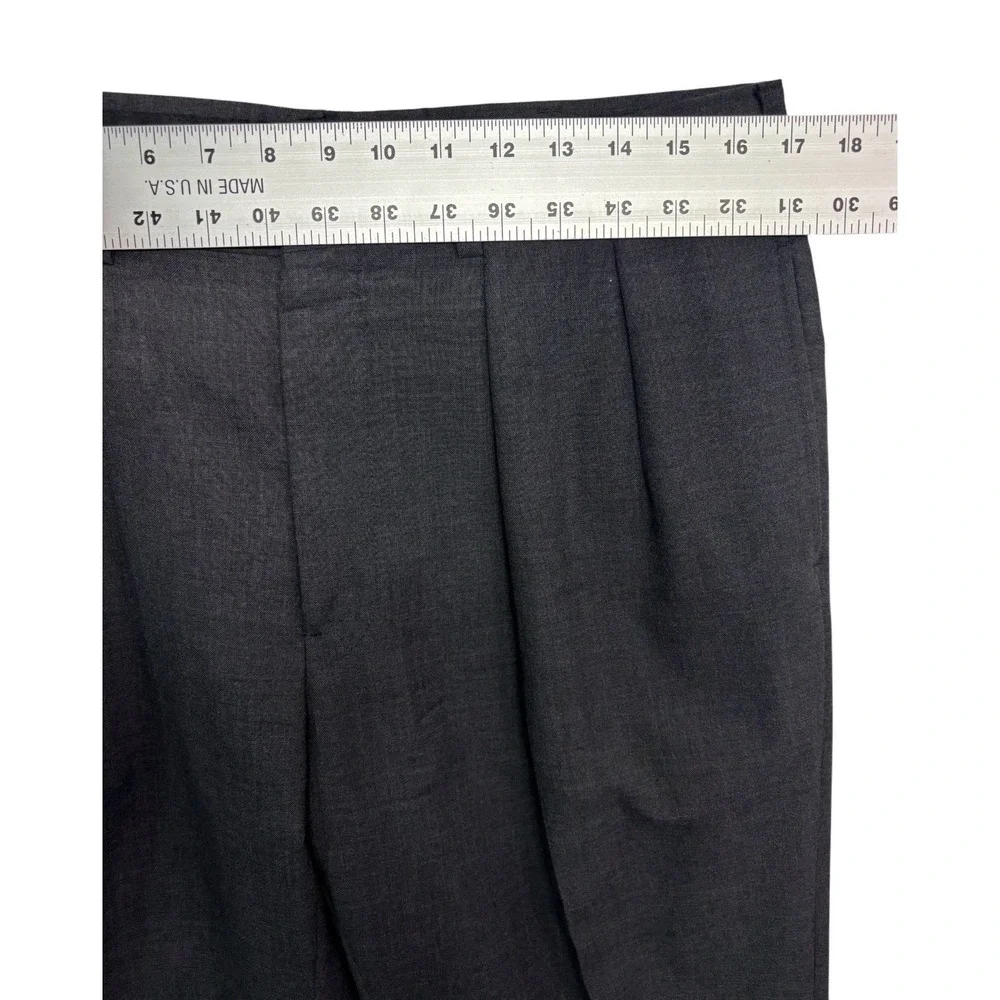 vtg 90s Nordstrom 40S 41S 34x29 Charcoal 2pc Pant Suit Pleated Cuffed wool USA